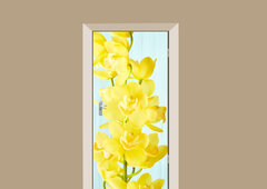 deursticker bloemen orchidee geel
