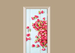 deursticker bloemen rozen op hout