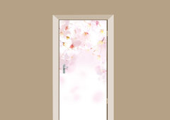 deursticker bloemen geschilderde bloemen roze