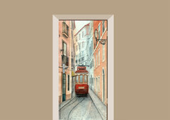 Deursticker abstracte illustratie tram