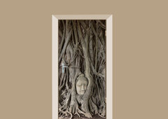 Deursticker boeddha hoofd met boom