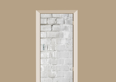 deursticker tegels en stenen licht grijze muur