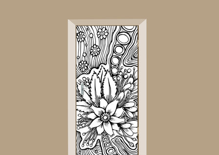 deursticker bohemian bloemenmotief zwart wit