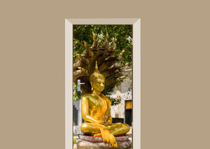 Deursticker Boeddha beeld goud