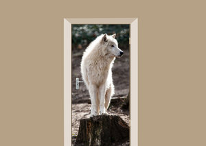 Deursticker witte wolf