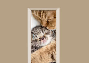 Deursticker knuffelende katten