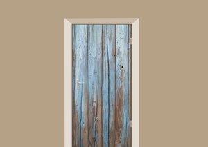 Deursticker houten muur blauw
