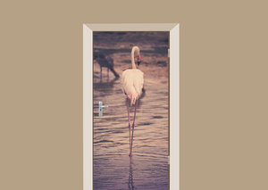 Deursticker flamingo safari