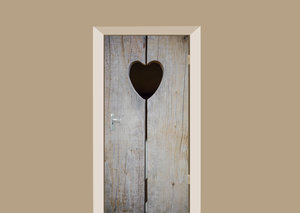 Deursticker houten deur met hart