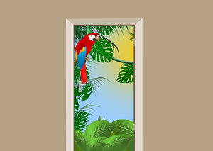 Deursticker papegaai in de jungle