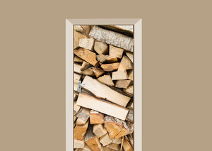 Deursticker houtblokken diagonaal