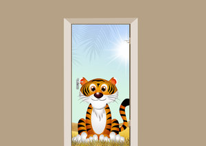 Deursticker tijger in de zon
