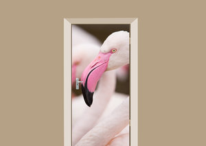 Deursticker roze flamingo