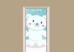 Deursticker ijsbeertje in de sneeuw