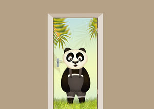Deursticker pandabeer in de zon