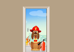 Deursticker brandweer hond
