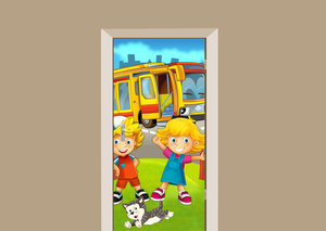 Deursticker schoolbus