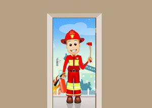 Deursticker brandweerman