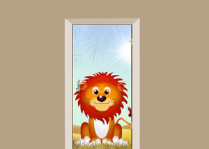 Deursticker leeuw in de zon