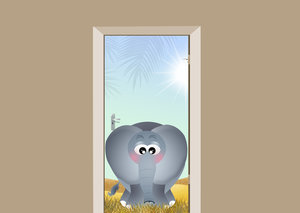 Deursticker olifant in de zon