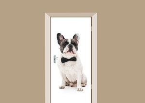 Deursticker Franse bulldog met strikje