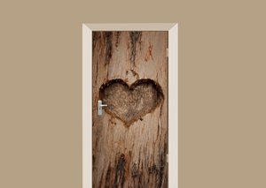 Deursticker houten hart gekerfd