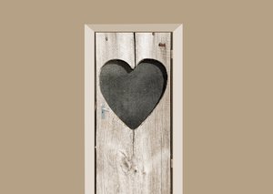 Deursticker houten deur met hart beige