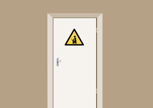 Deursticker toiletdeur WC met laptop 25x22cm