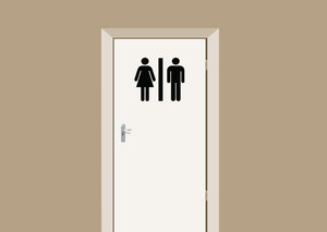 Deursticker toiletdeur dames en heren 38x33cm