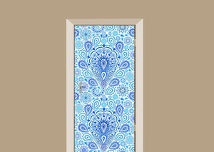 Deursticker paisley blauw