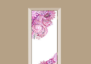 Deursticker paisley roze