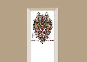 Deursticker bohemian wolf multicolor