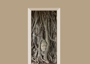 Deursticker Boeddha hoofd met boom