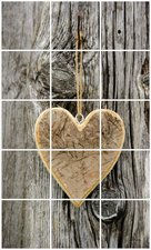 Foto tegelsticker 15x15 'Houten hart op boom' 75x45 cm hxb