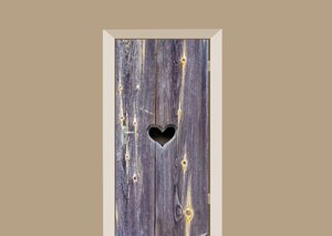Deursticker houten deur met hart lavendel