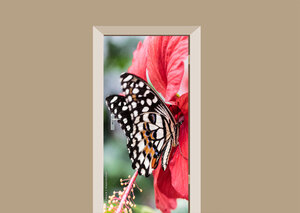 Deursticker vlinder op bloem
