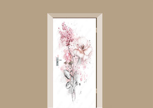 Deursticker pastel roze bloemen