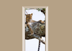 Deursticker luipaard in de boom