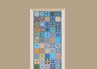 deursticker tegels en stenen portugese tegeltjes blauw